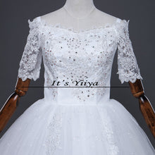 Load image into Gallery viewer, Free shipping 2017 Summer Half Sleeves Lace Boat Neck Wedding Dresses Plus size Princess Bride Gowns Vestidos De Novia HS259
