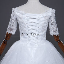 Load image into Gallery viewer, Free shipping 2017 Summer Half Sleeves Lace Boat Neck Wedding Dresses Plus size Princess Bride Gowns Vestidos De Novia HS259
