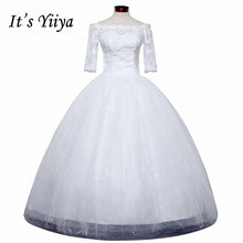 Load image into Gallery viewer, Free shipping New 2017 Summer Boat Neck Lace Sleeves Wedding Dresses Plus size Princess Bride Frocks Vestidos De Novia HS248

