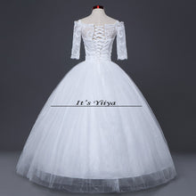 Load image into Gallery viewer, Free shipping New 2017 Summer Boat Neck Lace Sleeves Wedding Dresses Plus size Princess Bride Frocks Vestidos De Novia HS248
