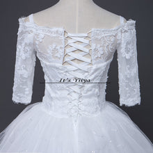 Load image into Gallery viewer, Free shipping New 2017 Summer Boat Neck Lace Sleeves Wedding Dresses Plus size Princess Bride Frocks Vestidos De Novia HS248
