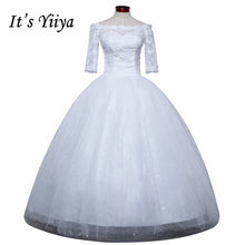 Load image into Gallery viewer, Free shipping New 2017 Summer Boat Neck Lace Sleeves Wedding Dresses Plus size Princess Bride Frocks Vestidos De Novia HS248
