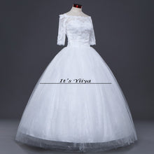 Load image into Gallery viewer, Free shipping New 2017 Summer Boat Neck Lace Sleeves Wedding Dresses Plus size Princess Bride Frocks Vestidos De Novia HS248
