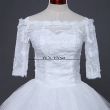 Load image into Gallery viewer, Free shipping New 2017 Summer Boat Neck Lace Sleeves Wedding Dresses Plus size Princess Bride Frocks Vestidos De Novia HS248
