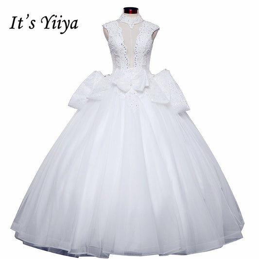 2017 Free shipping New Arrival Sleeveless Wedding Dresses Hater Ball Gowns Luxry Frocks dress Classic Vestidos De Novia IY039