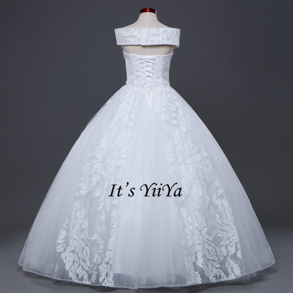Vestidos De Novia Free Shipping Off white Bridal dress Bridal Ball gowns Sleeveless Frocks Lace Wedding dresses IY027
