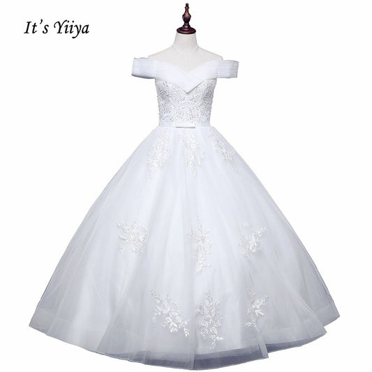 Vestidos De Novia 2017 New Arrival Free Shipping Off white Wedding dresses Boat Neck Bridal Ball gowns Sleeveless Frocks IY023