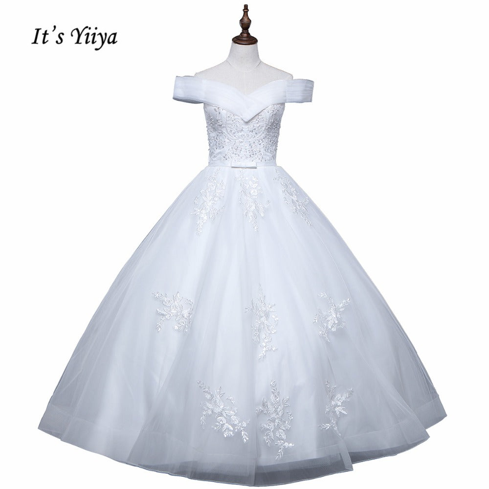 Vestidos De Novia 2017 New Arrival Free Shipping Off white Wedding dresses Boat Neck Bridal Ball gowns Sleeveless Frocks IY023