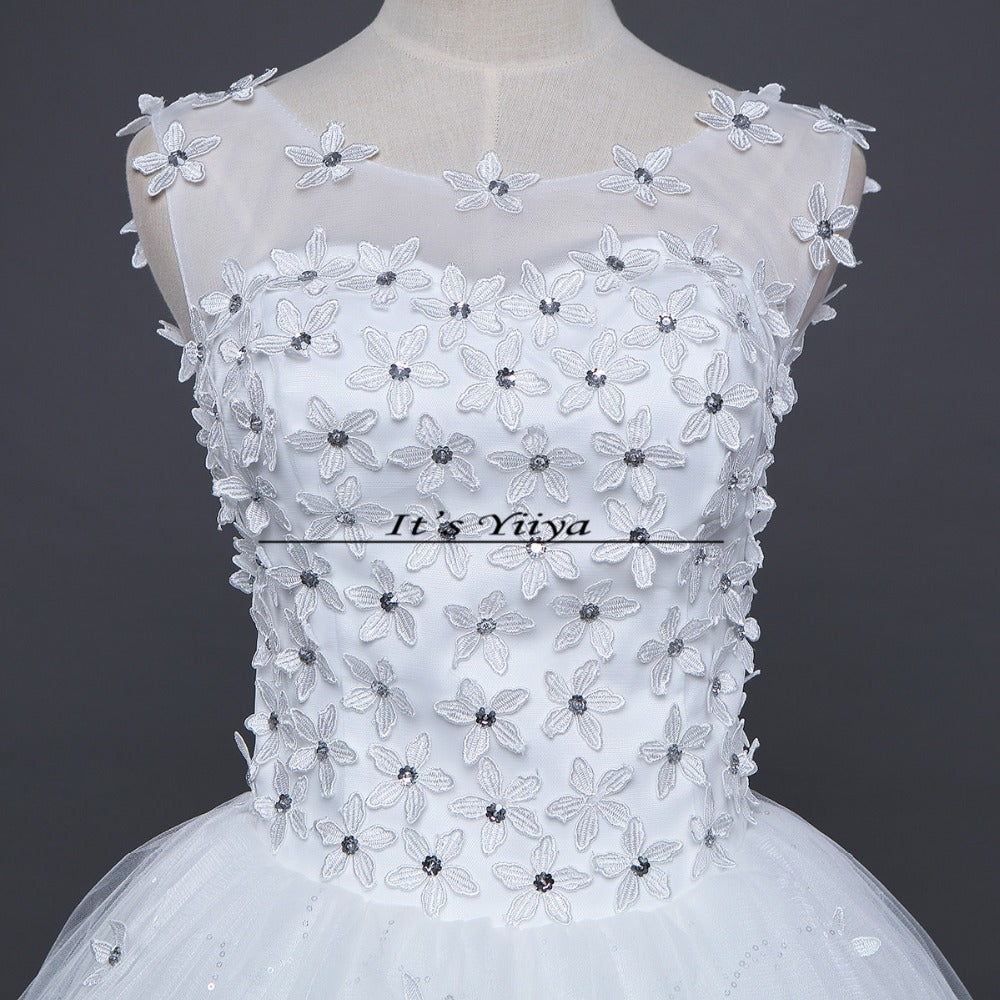 White Wedding Dresses Free shipping YiiYa 2017 new Elegant wedding frocks pincess flowers Vestidos De Novia ball gowns HS212