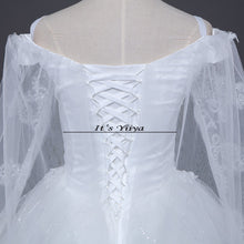 Load image into Gallery viewer, Free Shipping 2017 Short Sleeves Red White Lace Bling Wedding Dresses Plus size Sequins Princess Bride Frocks Gowns XXN175
