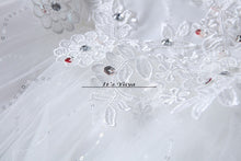 Load image into Gallery viewer, Free Shipping 2017 Short Sleeves Red White Lace Bling Wedding Dresses Plus size Sequins Princess Bride Frocks Gowns XXN175
