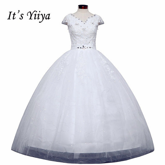 Free shipping Vestidos De Novia Elegant Bridal White wedding dress Full length ball gowns Princess Cheap Wedding Frocks HS220