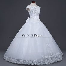 Load image into Gallery viewer, Free shipping Real Photo 2017 New O-neck Lace Bow Wedding Dresses Quanlity Princess Bride Frocks Plus size AJ001
