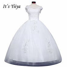 Load image into Gallery viewer, Free shipping 2017 new Bridal White wedding dress V-neck Flowers Lace up Princess Gowns Bride Frocks Vestidos De Novia HS221
