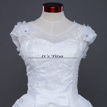 Load image into Gallery viewer, Free shipping 2017 new Bridal White wedding dress V-neck Flowers Lace up Princess Gowns Bride Frocks Vestidos De Novia HS221
