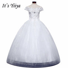 Load image into Gallery viewer, Free shipping White Wedding Ball Gowns Short Sleeves Boat Neck Cheap Princess Vestidos De Novia Wedding Frock Bride Dress HS242
