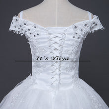 Load image into Gallery viewer, Free shipping White Wedding Ball Gowns Short Sleeves Boat Neck Cheap Princess Vestidos De Novia Wedding Frock Bride Dress HS242
