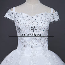 Load image into Gallery viewer, Free shipping White Wedding Ball Gowns Short Sleeves Boat Neck Cheap Princess Vestidos De Novia Wedding Frock Bride Dress HS242
