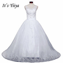 Load image into Gallery viewer, Free shipping YiiYa 2016 new V-neck Sleeveless Wedding Dresses Trailing Wedding Frocks White Train Bride Vestidos De Novia HS225
