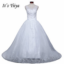 Load image into Gallery viewer, Free shipping YiiYa 2016 new V-neck Sleeveless Wedding Dresses Trailing Wedding Frocks White Train Bride Vestidos De Novia HS225
