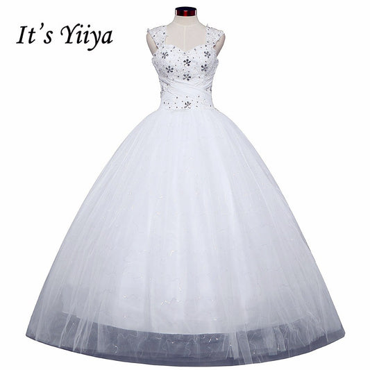 Free Shipping Wedding Dress 2016 White Princess Wedding Frock Sequins Handmake Lace up Vestidos De Novia for Bride Ball Gown H62