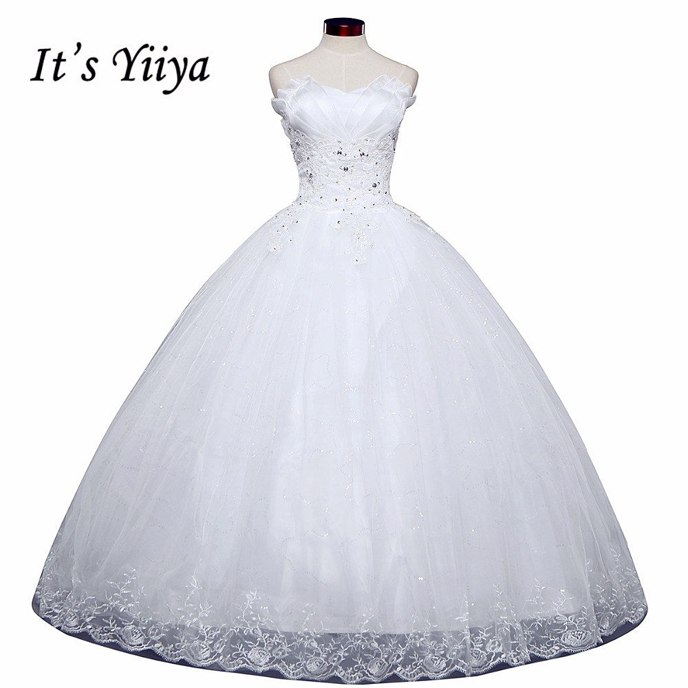 Free shipping New 2017 Summer Ruffles Bling Strapless Wedding Dresses Plus size Princess Bride Gowns Vestidos De Novia HS255