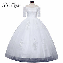 Load image into Gallery viewer, Free shipping New 2017 Summer Boat Neck Lace Half Sleeve Wedding Dresses Plus size Princess Bride Frocks Vestidos De Novia HS247
