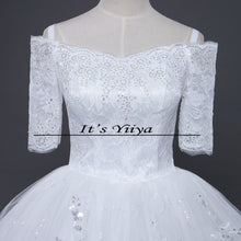 Load image into Gallery viewer, Free shipping New 2017 Summer Boat Neck Lace Half Sleeve Wedding Dresses Plus size Princess Bride Frocks Vestidos De Novia HS247
