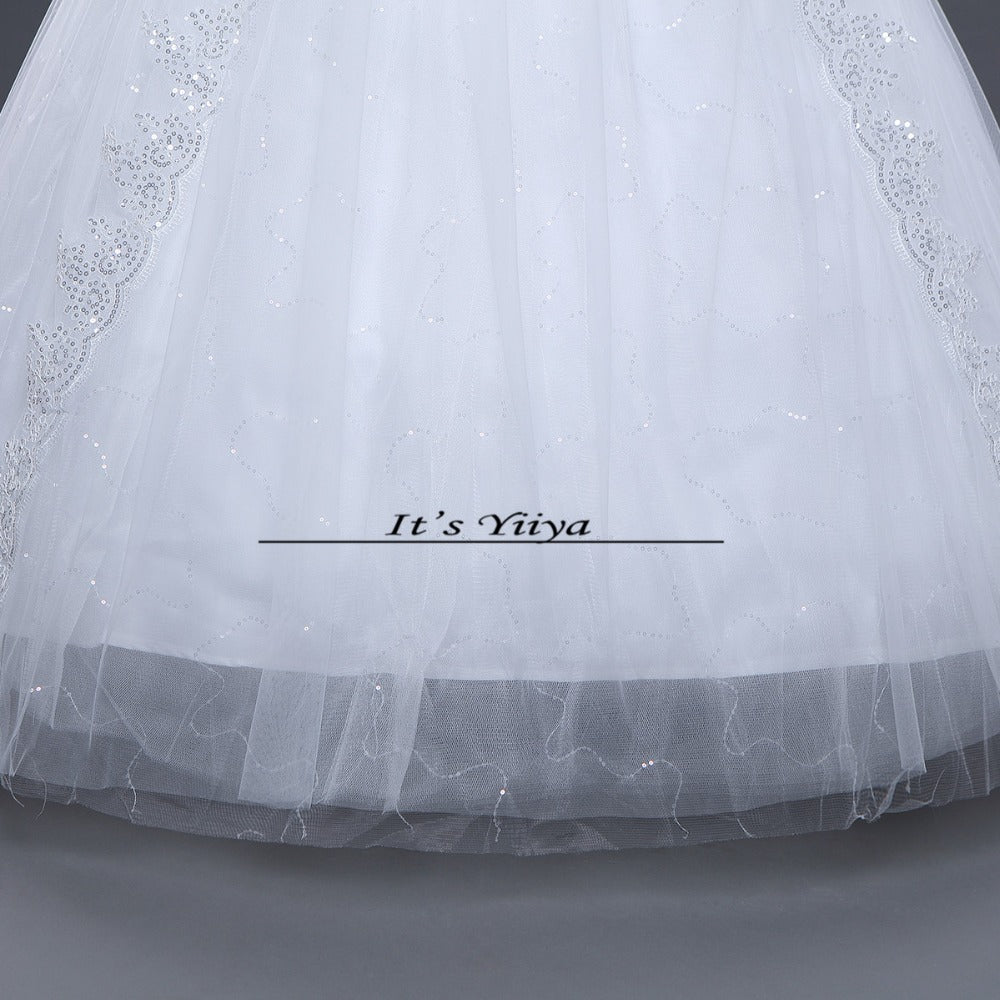 Free shipping White Wedding Ball Gowns Boat Neck Short Sleeves Cheap Princess Vestidos De Novia Wedding Frock Bride Dress HS235