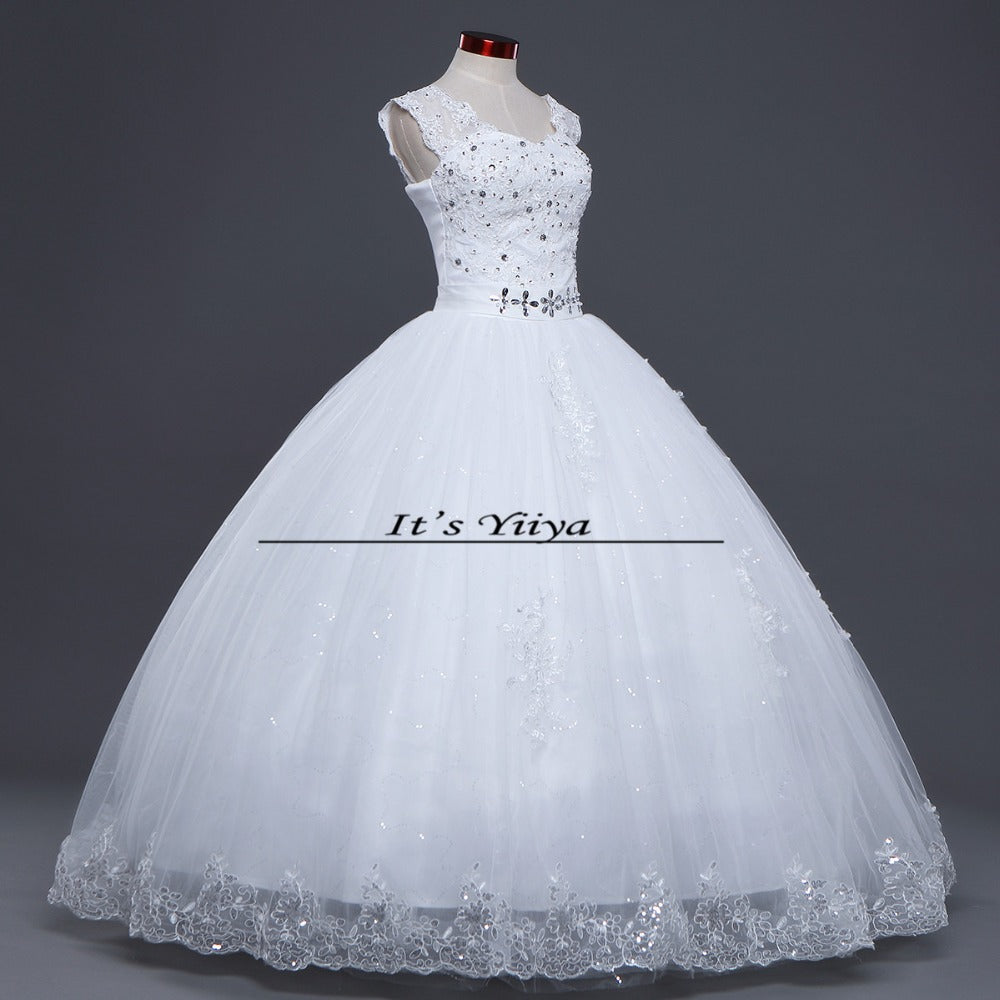 Free shipping White Wedding Ball Gown V-Neck Lace up Sleeveless Cheap Princess Wedding Frock Bride Dress Vestidos De Novia HS243