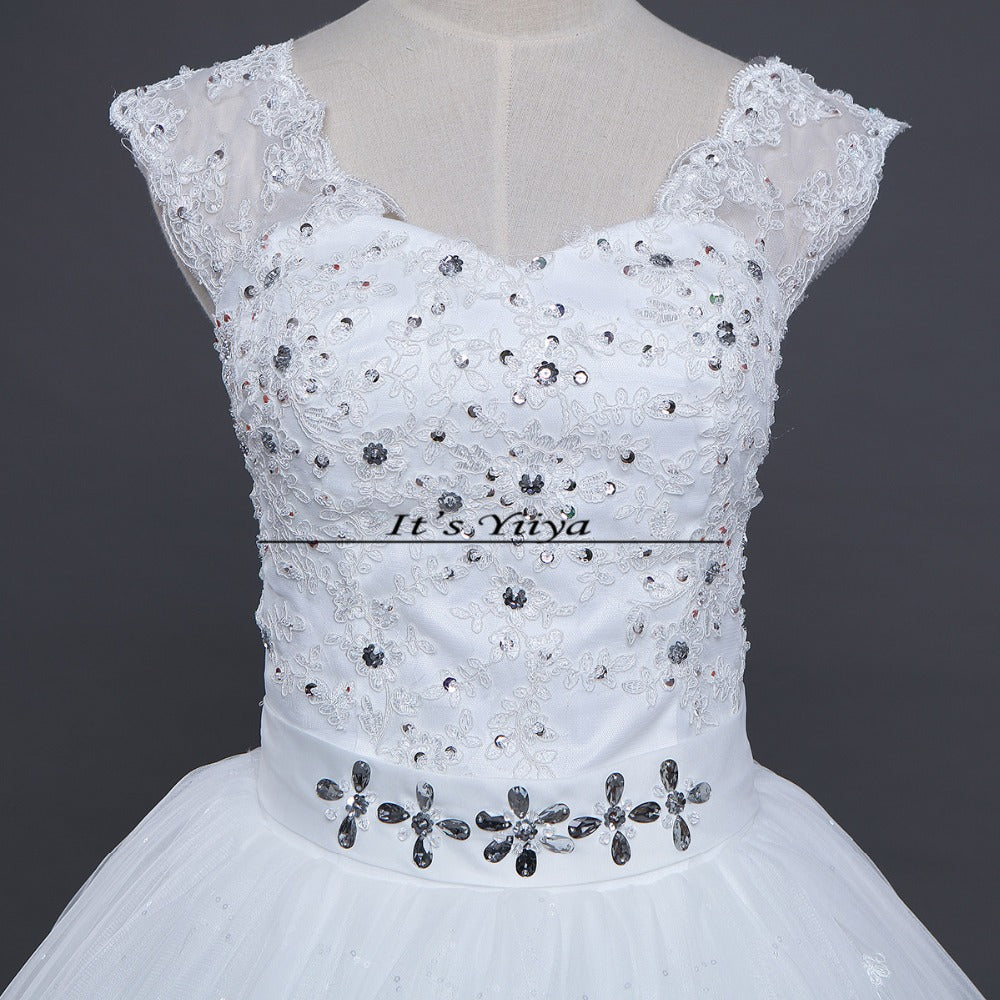 Free shipping White Wedding Ball Gown V-Neck Lace up Sleeveless Cheap Princess Wedding Frock Bride Dress Vestidos De Novia HS243