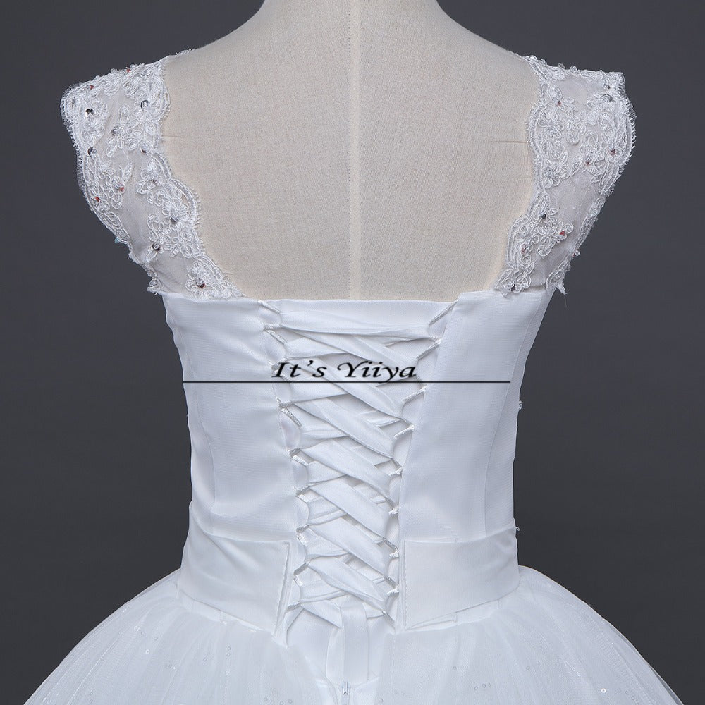 Free shipping White Wedding Ball Gown V-Neck Lace up Sleeveless Cheap Princess Wedding Frock Bride Dress Vestidos De Novia HS243