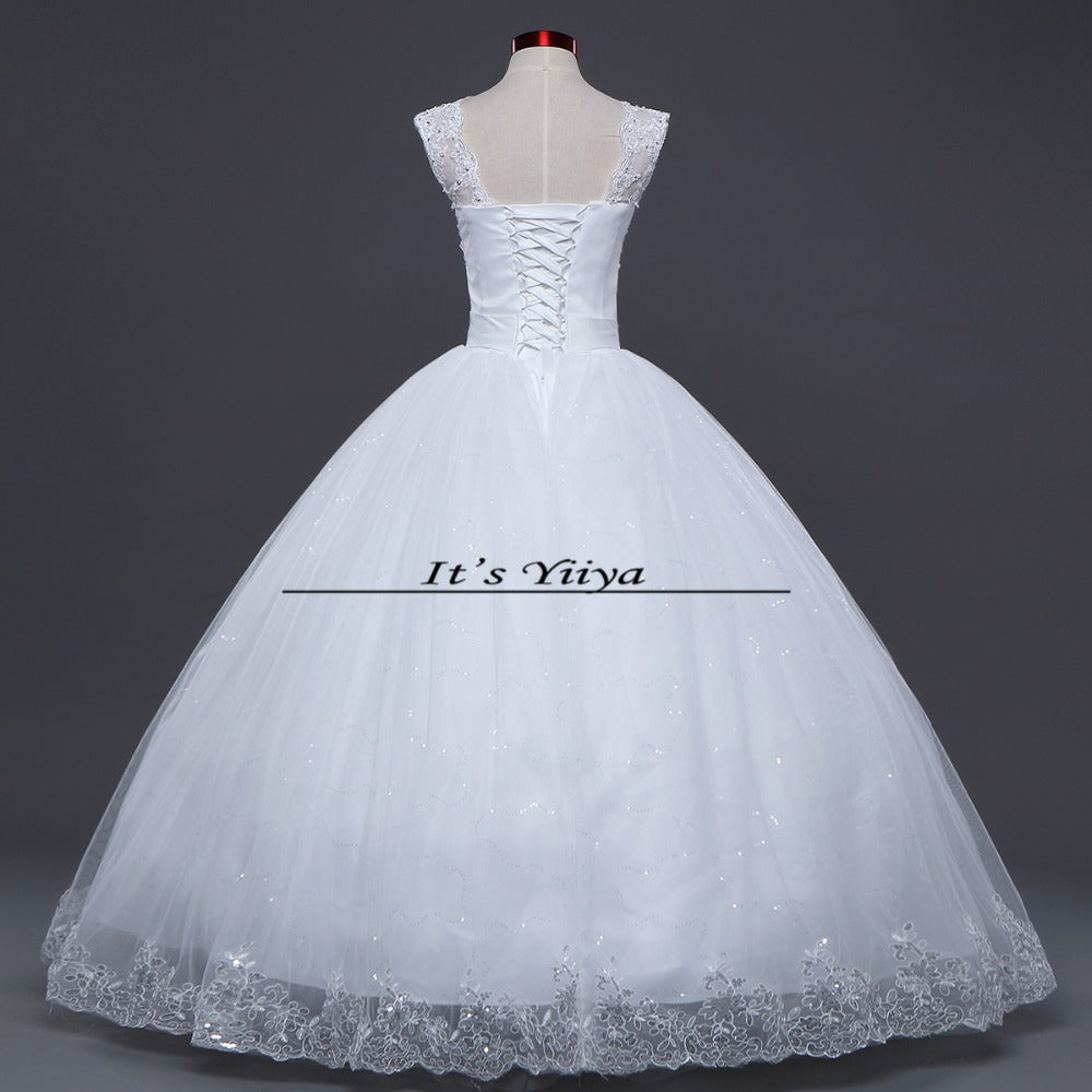 Free shipping White Wedding Ball Gown V-Neck Lace up Sleeveless Cheap Princess Wedding Frock Bride Dress Vestidos De Novia HS243