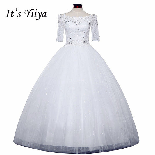Free shipping New 2016 Half Sleeves Wedding Dresses Sexy Lace red White Wedding Ball Gowns Wedding Frocks Vestidos De Novia H79