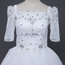 Load image into Gallery viewer, Free shipping New 2016 Half Sleeves Wedding Dresses Sexy Lace red White Wedding Ball Gowns Wedding Frocks Vestidos De Novia H79
