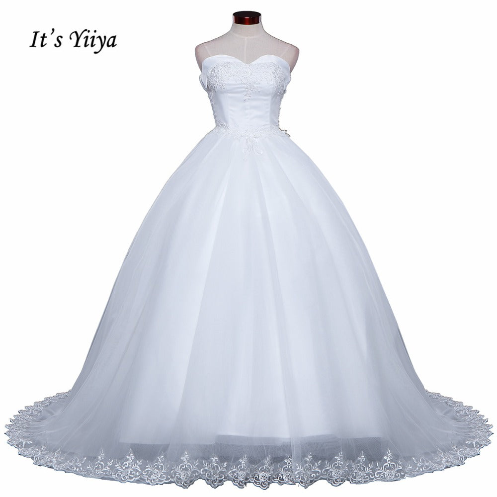 2017 Free shipping New Arrival Sleeveless Wedding Dresses Long Train Gowns Frocks dress Strapless Vestidos De Novia IY018