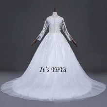 Load image into Gallery viewer, Free Shipping Long train Wedding dresses O-neck Vestidos De Novia Off white dress Bridal Ball gowns Long sleeve Frocks IY033
