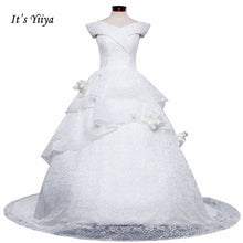 Load image into Gallery viewer, Free Shipping Long train Wedding dresses Boat Neck Vestidos De Novia Off white dress Bridal Ball gowns Sleeveless Frocks IY034
