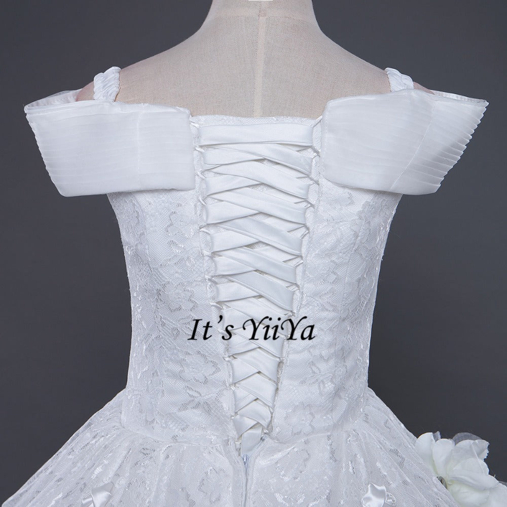 Free Shipping Long train Wedding dresses Boat Neck Vestidos De Novia Off white dress Bridal Ball gowns Sleeveless Frocks IY034