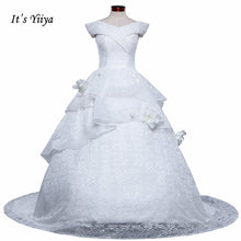 Load image into Gallery viewer, Free Shipping Long train Wedding dresses Boat Neck Vestidos De Novia Off white dress Bridal Ball gowns Sleeveless Frocks IY034
