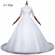 Load image into Gallery viewer, Free shipping Korean Style Train dresses off White Wedding dress Full sleeve high-neck Vestidos De Novia Classic Frock IY003
