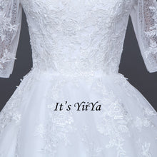 Load image into Gallery viewer, Free shipping Korean Style Train dresses off White Wedding dress Full sleeve high-neck Vestidos De Novia Classic Frock IY003
