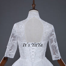 Load image into Gallery viewer, Free shipping Korean Style Train dresses off White Wedding dress Full sleeve high-neck Vestidos De Novia Classic Frock IY003
