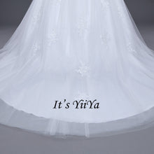 Load image into Gallery viewer, Free shipping Korean Style Train dresses off White Wedding dress Full sleeve high-neck Vestidos De Novia Classic Frock IY003
