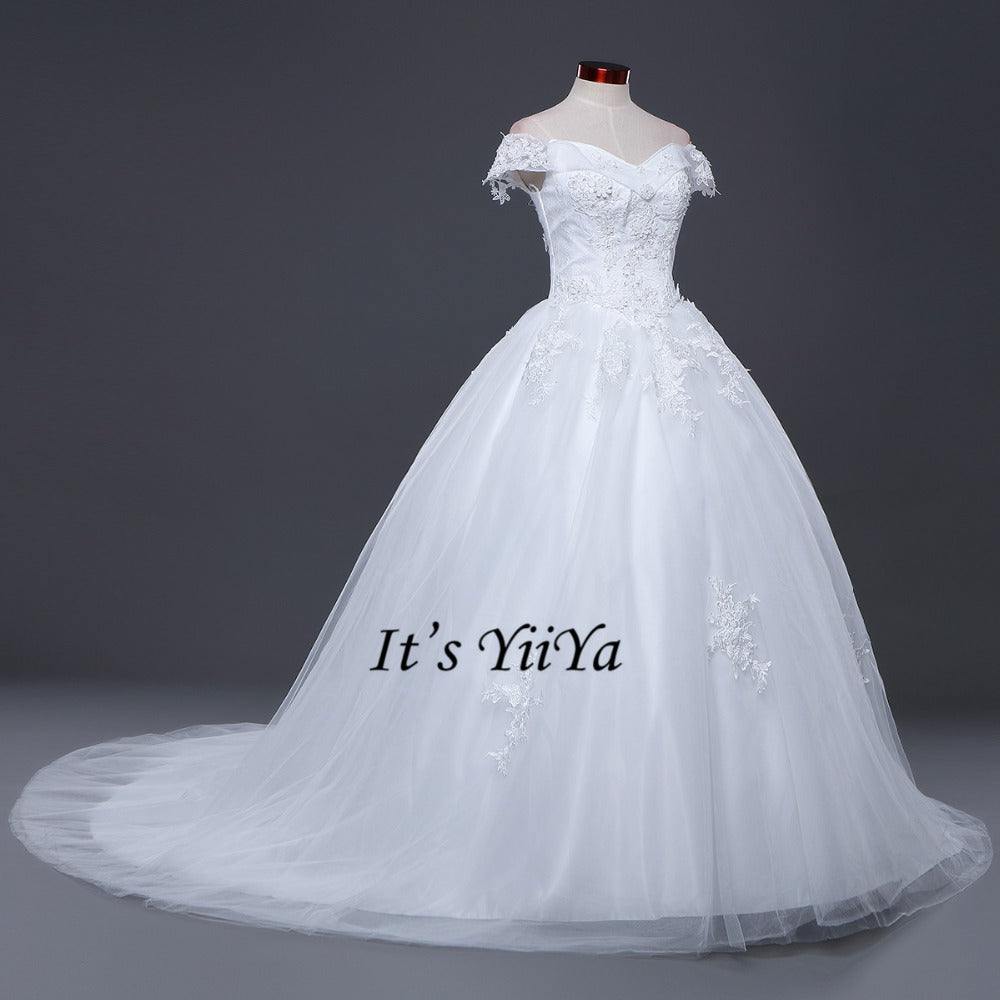 Free Shipping Wedding dresses Sweetheart Vestidos De Novia Off white dress Bridal Ball gowns Long train Sleeveless Frock IY037
