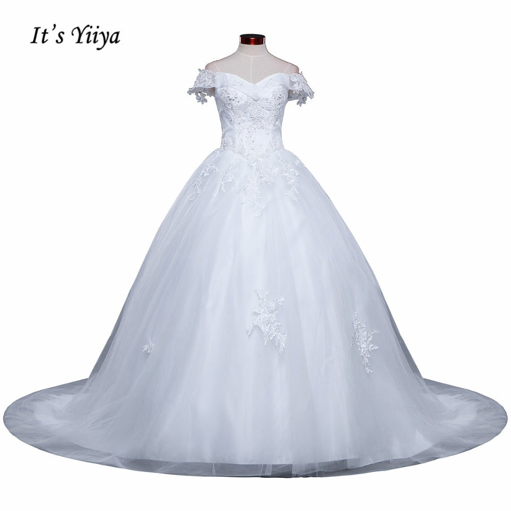Free Shipping Wedding dresses Sweetheart Vestidos De Novia Off white dress Bridal Ball gowns Long train Sleeveless Frock IY037