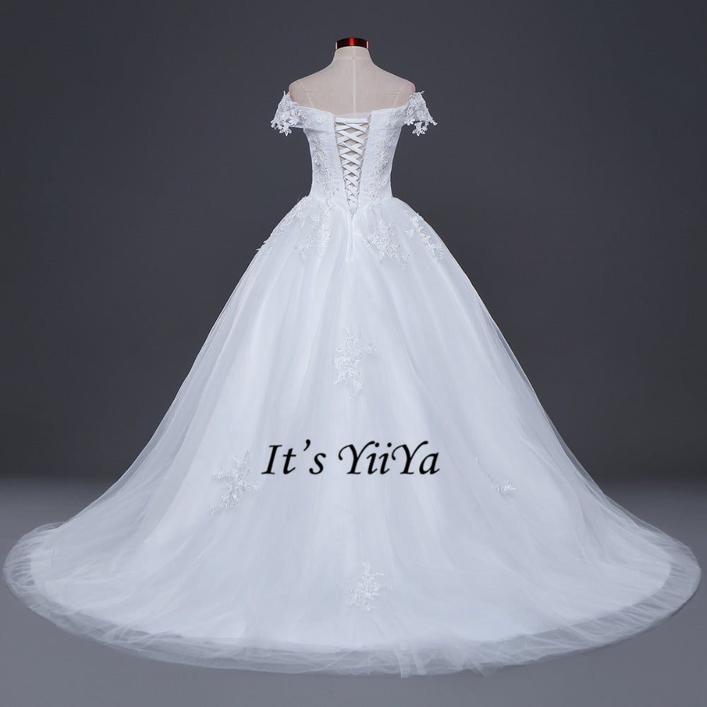Free Shipping Wedding dresses Sweetheart Vestidos De Novia Off white dress Bridal Ball gowns Long train Sleeveless Frock IY037