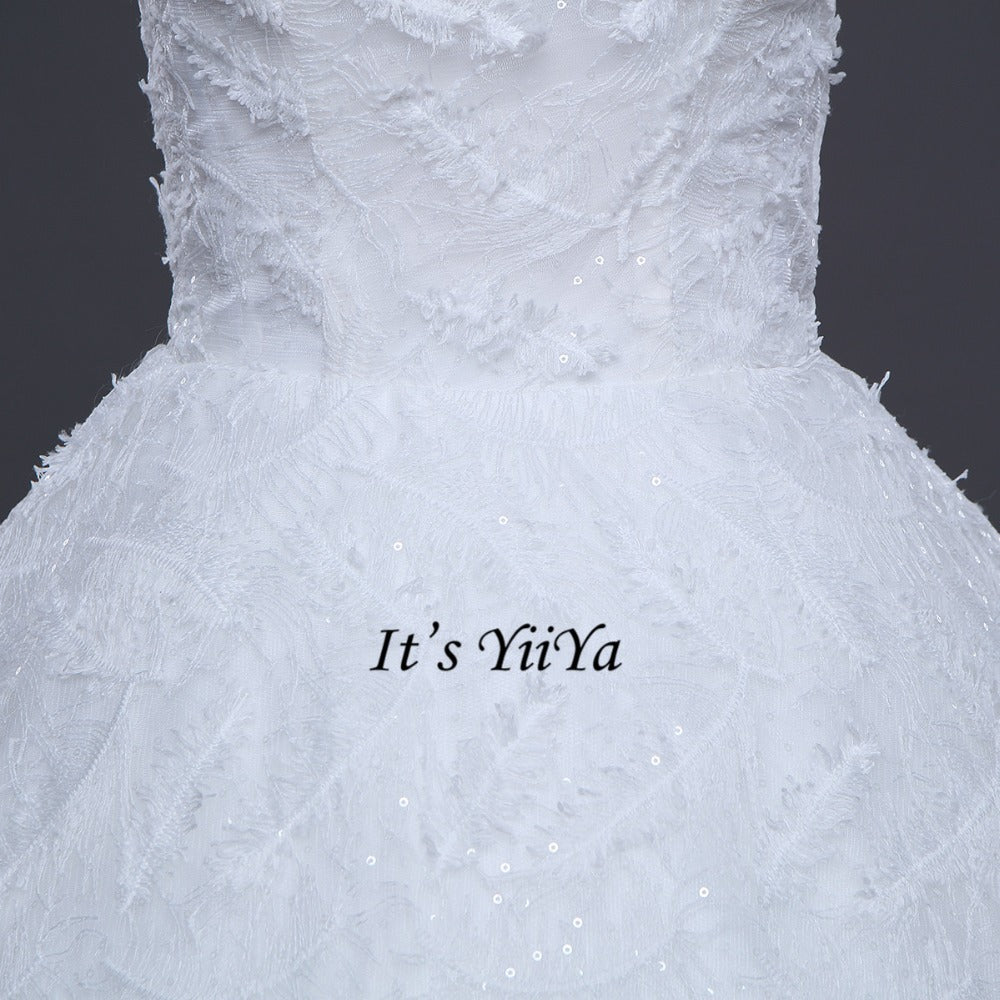 Free Shipping Long train Sleeveless Wedding dresses V-neck Vestidos De Novia Off white dress Bridal Ball gowns Frock IY036