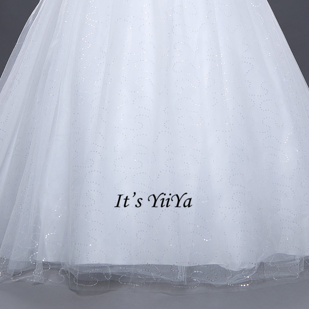 Free Shipping Half sleeve Wedding dresses O-neck Vestidos De Novia Off white dress Bridal Ball gowns Long train Frocks HS620