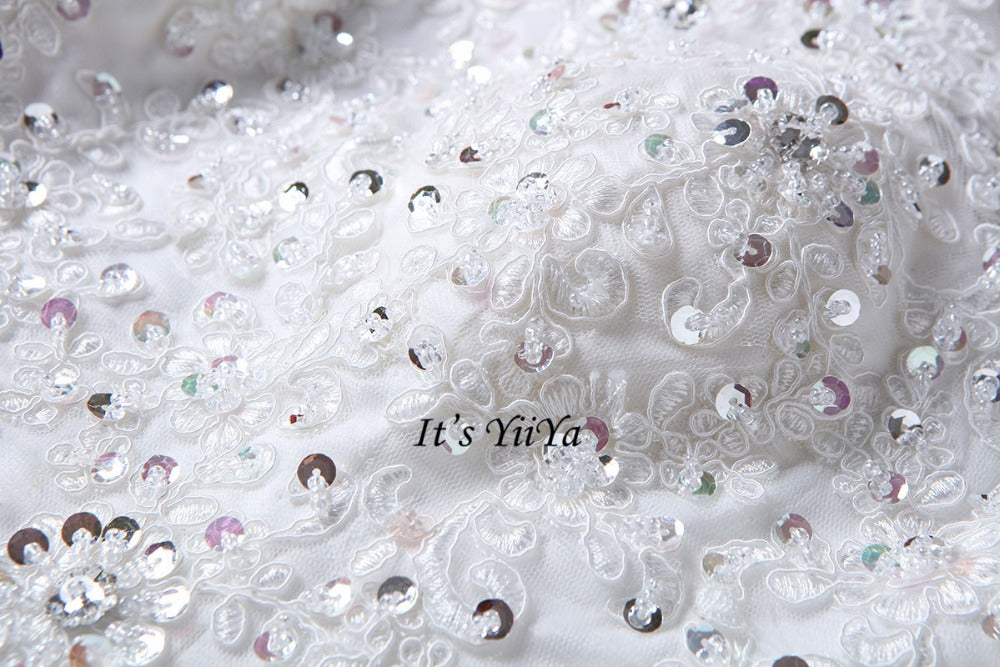 Free Shipping Half sleeve Wedding dresses O-neck Vestidos De Novia Off white dress Bridal Ball gowns Long train Frocks HS620